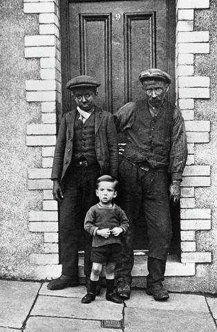 Images from the Archive.  Wattstown miner & his two sons.