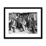 Six men and four boys splitting and dressing at Dinorwig Framed & Mounted Print